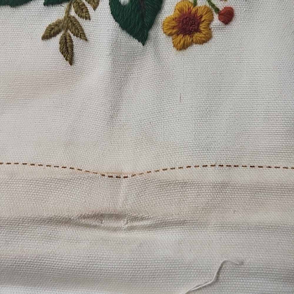 Handmade Embroidered Floral Wall Hanging Cottagecore 13" Square - Picture 6 of 9